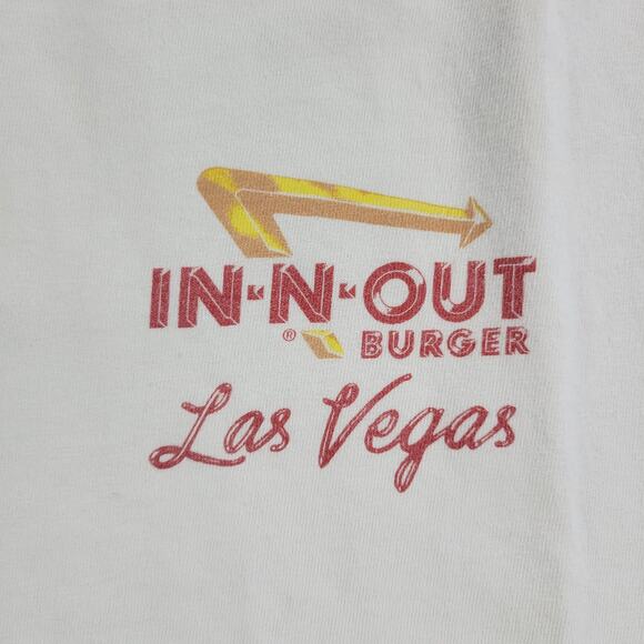 VTG IN-N-OUT Burger Las Vegas‎ Hanes T-Shirt Mens XL White Red Hot Rod Back Y2K - Picture 10 of 16